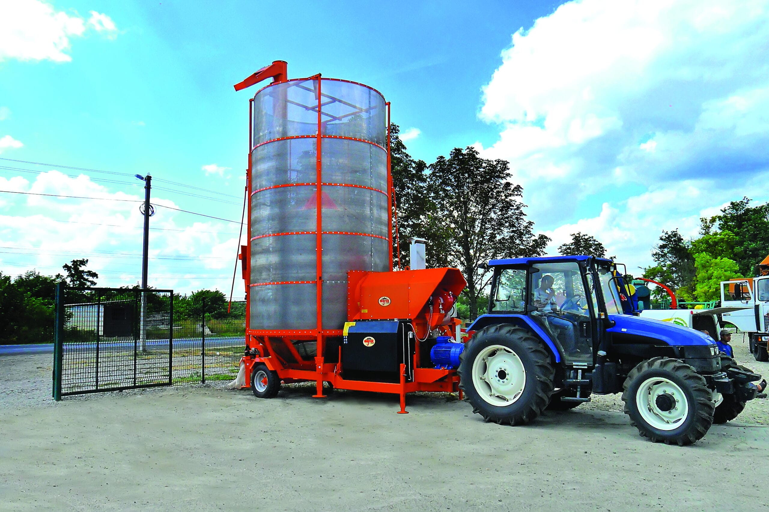 Mobile grain dryer with power take-off
